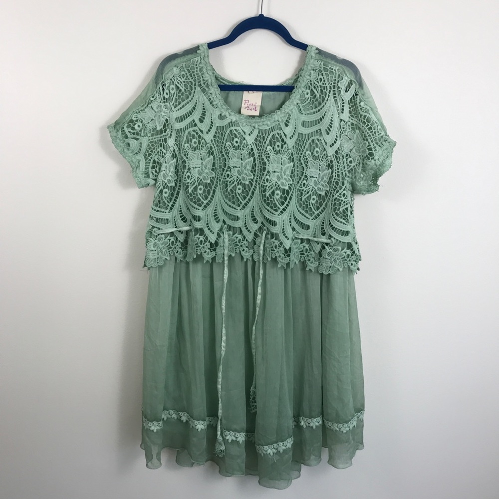 🔥Pretty Angel Mint Green Boho Layered Lace Dress